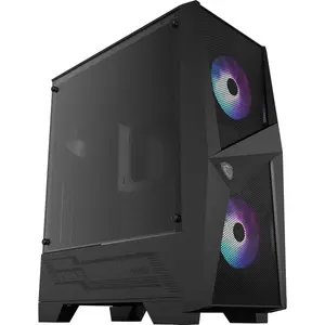MSI MAG Forge 100R Mid-Tower ATX Gaming Case - Black, ARGB Fans, Mystic Light Sync, Tempered Glass Panel