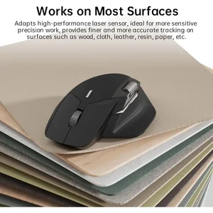 Rapoo MT760L Multi-Device Wireless Mouse, Bluetooth 5.0 & 2.4G, Up to 4 Devices, 11 Programmable Buttons, Matte Black