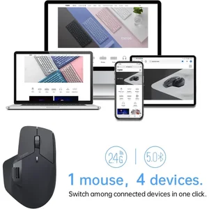Rapoo MT760L Multi-Device Wireless Mouse, Bluetooth 5.0 & 2.4G, Up to 4 Devices, 11 Programmable Buttons, Matte Black