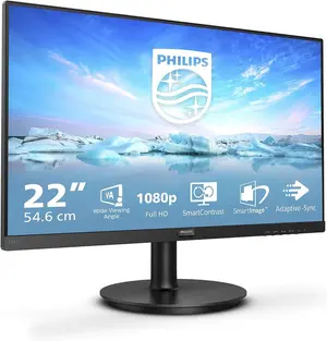 Philips 221V8L 22" LED Monitor – FHD, VA Panel, Adaptive Sync, Low Blue Light