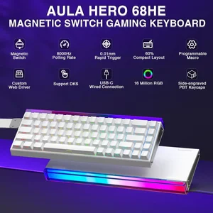 AULA Hero68 White Meteor Magnetic Switch Mechanical Gaming Keyboard
