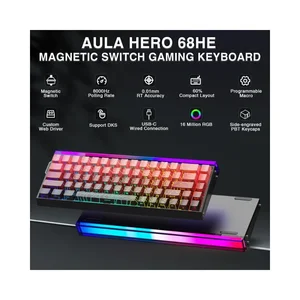 AULA Hero68 Gradient Black Red Side Engraved Dragon King Magnetic Switch Mechanical Gaming Keyboard