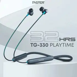 Faster TG-330 Wireless Neckband Earphones – ENC Noise Cancellation, Bass Boosted Sound, Magnetic Touch, In-Ear Design