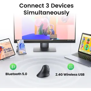 UGREEN Multi-Mode Vertical Wireless Mouse | Ergonomic Bluetooth & 2.4G