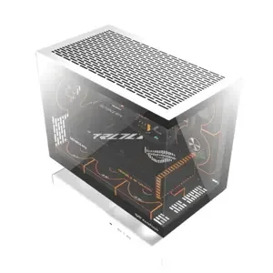 Darkflash FLOATRON F1 M-ATX Gaming PC Case White - Floating Base Design, Tempered Glass with 6 Fans, Supports 425mm GPU & 360mm Radiator, USB-C