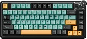 AULA AU75 Black-Green-Yellow Tri-Mode Wireless Mechanical Gaming Keyboard - Bloomfield Switch, Hot-Swap RGB