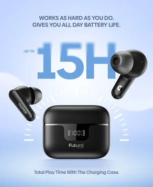 Faster Futura Ai-100 Wireless Earbuds – TWS with AI Translator, Digital Display, Bluetooth v6.0, Up to 15 Hrs Playtime