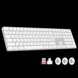 Meetion iKey K230 White Multi-Device Bluetooth Keyboard – Scissor Switch, 108 Keys, Mac/Win Compatible