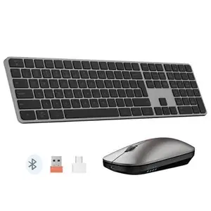 Meetion iKey C230 Silver 2-in-1 Wireless Keyboard & Mouse Combo – Scissor Switch, 108 Keys, Dual Mode