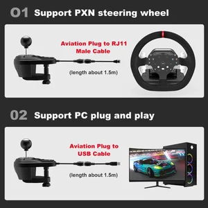 PXN A7 Gaming Gear Shifter 6+1 Manual with Handbrake Button – PC Racing Simulator Shifter Plug & Play