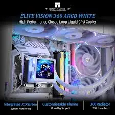 Thermalright TR 360 Elite Vision LCD ARGB White 360mm AIO Liquid CPU Cooler