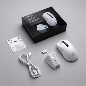 ONIKUMA DM07 White Tri-Mode Wireless Gaming Mouse with Charging Dock - PAW3311, 24000 DPI, RGB