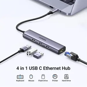 UGREEN USB 3.0 to 3x USB 3.0 Plus Gigabit Ethernet Hub with Type-C PD