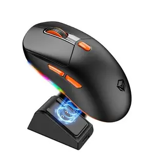 Meetion GW38 Black Wireless Gaming Mouse – Wired + 2.4G + Bluetooth Tri-Mode, 8000 DPI, Charging Dock