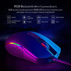 Redragon M719 Invader RGB Wired Gaming Mouse 10000 DPI 8 Buttons Ergonomic FPS MOBA Esports Gaming Mouse