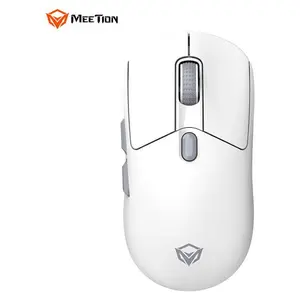 Meetion GW38 White Wireless Gaming Mouse – Wired + 2.4G + Bluetooth Tri-Mode, 8000 DPI, Charging Dock