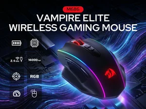 Redragon M686 Vampire Elite RGB Wireless/Wired Gaming Mouse 16000 DPI Professional Gamer Mouse