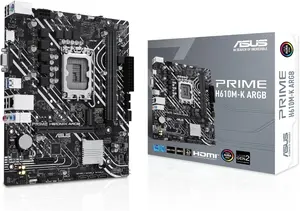 ASUS PRIME H610M-K ARGB D5 mATX Motherboard – LGA1700, DDR5, PCIe 4.0, RGB Header, Intel 12th/13th/14th Gen Support