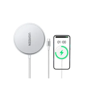 UGREEN W703 Qi2 Magnetic Wireless Charger 15W Silver – MagSafe Compatible Fast Wireless Charging Pad