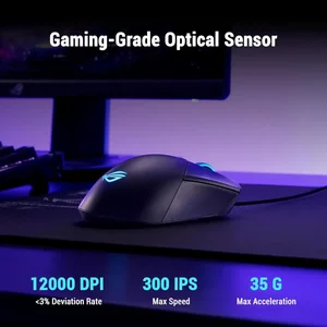 ASUS ROG Gladius III Core P523 Wired Gaming Mouse – 12000 DPI Optical Sensor, 72g Lightweight Ergonomic Design, 100M Click Switch, PTFE Feet, Gaming Mouse Black