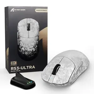 Attack Shark RS3 Ultra Carbon Fiber Wireless Gaming Mouse – 8K Polling, Carbon Fiber Silver