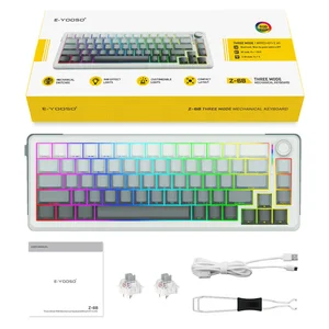 E-YOOSO Z-68 TRI MODE Gradient Gray Silver Wood Switch 68 Keys