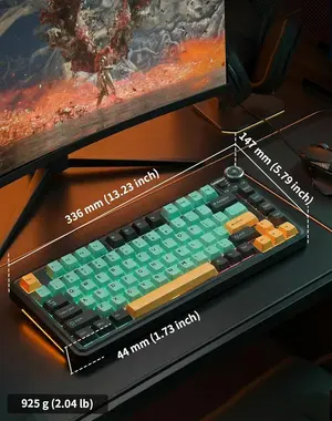 AULA AU75 Black-Green-Yellow Tri-Mode Wireless Mechanical Gaming Keyboard - Bloomfield Switch, Hot-Swap RGB