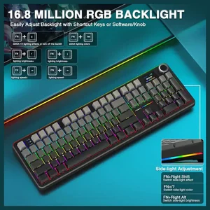AULA F108 Pro Gradient Grey Side Engraved Raindrop Switch Tri-Mode Mechanical Gaming Keyboard - Wireless Hot-Swap RGB
