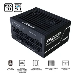 Lian Li SX1000P SX Platinum 1000W 80 Plus Platinum Power Supply – Black, UK, High-End Gaming PSU