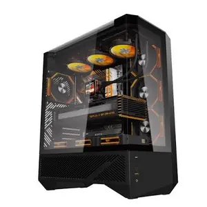 Darkflash DY460 ATX Full Tower Gaming PC Case Black - Triple Tempered Glass Panoramic Cabinet, Supports RTX 4090 & 400mm GPU, USB Type-C