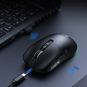ONIKUMA DM07 Black Tri-Mode Wireless Gaming Mouse with Charging Dock - PAW3311, 24000 DPI, RGB