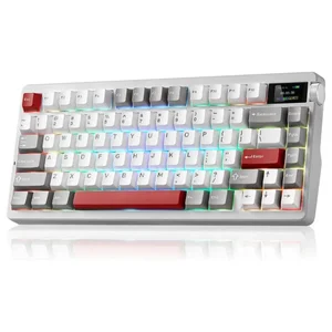 AULA Nova75 White + Grey + Red Caramel Latte Switch Tri-Mode Mechanical Gaming Keyboard - Wireless Hot-Swap RGB