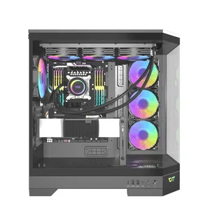 Darkflash DQX90 Luxury ATX Gaming PC Case Black - Full Tempered Glass Panoramic Cabinet with 4 ARGB Fans, Type-C, Vertical GPU Mount