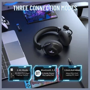 Attack Shark L50 PRO Tri-Mode Wireless Gaming Headset – 53mm Drivers, 7.1 Surround, AI Noise-Cancelling Mic, White