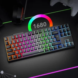 Meetion MK14 Black Mechanical Keyboard – Wired + 2.4G + Bluetooth Tri-Mode, Hot-Swappable Switches, RGB Backlit, TKL 87% Layout