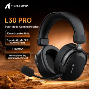 Attack Shark L30PRO Tri-Mode Wireless Gaming Headset – 50mm Drivers, 7.1 Virtual Surround, Black
