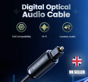 UGREEN 70892 Toslink Optical Audio Cable – Digital SPDIF Sound Cable, Black, 2 Meter