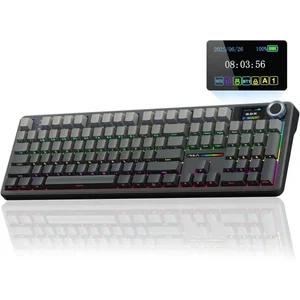AULA F108 Pro Gradient Grey Side Engraved Raindrop Switch Tri-Mode Mechanical Gaming Keyboard - Wireless Hot-Swap RGB