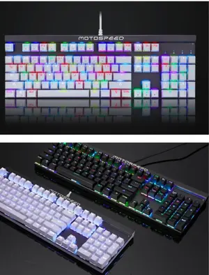 Motospeed CK103 RGB Mechanical Gaming Keyboard – Full-Size 104-Key, All Mechanical Switches, 14 LED Lighting Effects