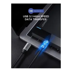 UGREEN 50751 USB-C 3.1 Gen 1 Cable – 5A Fast Charging, Data Transfer, Gray, 1.5 Meter