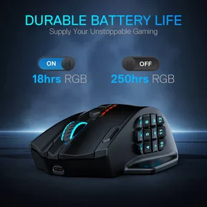 Redragon Impact Elite M913 Wireless MMO Gaming Mouse – 16000 DPI PAW3335 Sensor, 16 Programmable Buttons, RGB Gaming Mouse, 2.4GHz Wireless & Wired MMO Mouse