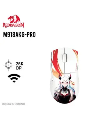 Redragon K1NG Max M918 AKG Pro Tri-Mode Wireless Gaming Mouse White – 26000 DPI PixArt PAW3395 Sensor, Bluetooth 5.0, 2.4GHz Wireless & Wired Ultra-Lightweight Esports Mouse