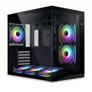 Lian Li O11DMIV2FX O11 Dynamic Mini V2 Flow ATX Mid-Tower Case – Black, 5 Pre-Installed Non-RGB Fans, Tempered Glass Gaming PC Case