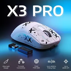 Attack Shark X3 PRO Tri-Mode Lightweight Gaming Mouse with 4K Polling Dongle – White