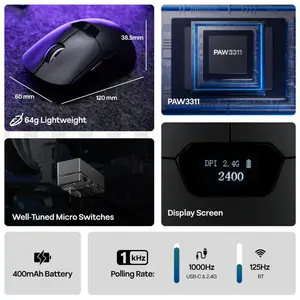 AULA SC390 PAW3311 20000DPI Wireless Gaming Mouse with Screen Black