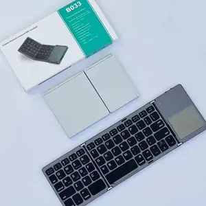 B033 Foldable Bluetooth Wireless Keyboard with Touchpad – Portable Mini Keyboard, Grey