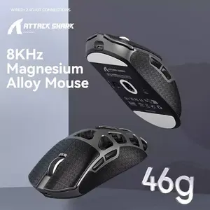 Attack Shark R3 Magnesium Alloy Gaming Mouse – 46g Superlight, Bluetooth / 2.4GHz / Wired, Silver