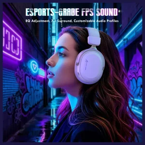 Attack Shark L30PRO Tri-Mode Wireless Gaming Headset – 50mm Drivers, 7.1 Virtual Surround, White