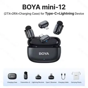 BOYA MINI 2-03 Wireless Microphone – For iOS Only, Dual Mic Set with Charging Powerbank Case