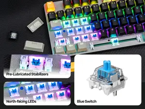 AULA S500 104-Key Light Blue Wired Mechanical Gaming Keyboard - Blue Switch, Full-Size